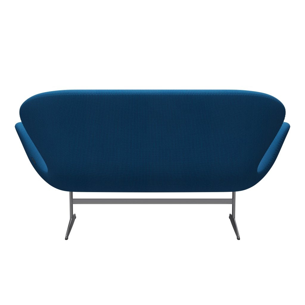 [product_category]-Fritz Hansen Swan Sofa 2 Seater, Silver Grey/Steelcut Trio Turquoise/Blue-Fritz Hansen-3321-STR865-SGBASE-FRI-4