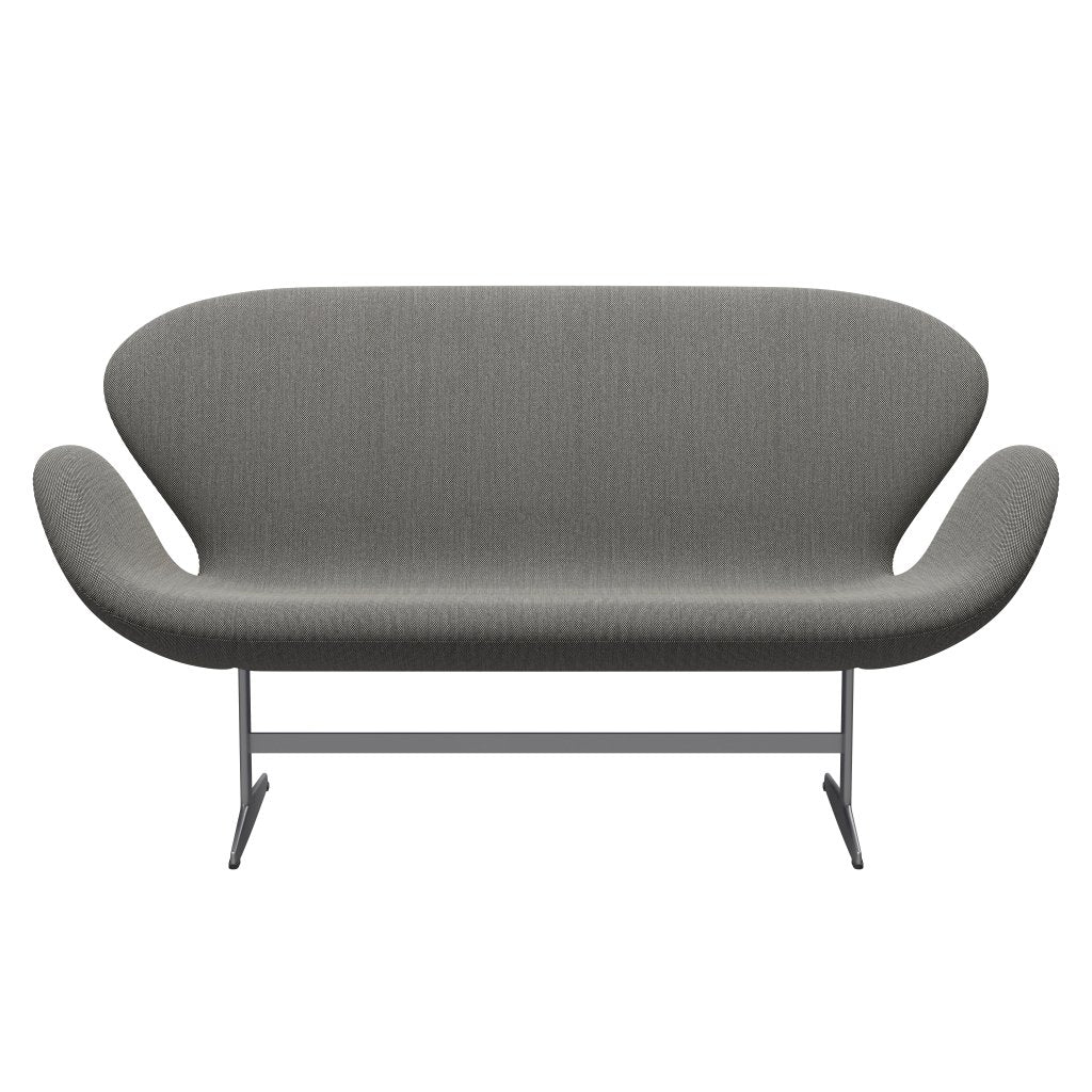 [product_category]-Fritz Hansen Swan Sofa 2 Seater, Silver Grey/Steelcut Trio White/Black-Fritz Hansen-3321-STR124-SGBASE-FRI-1