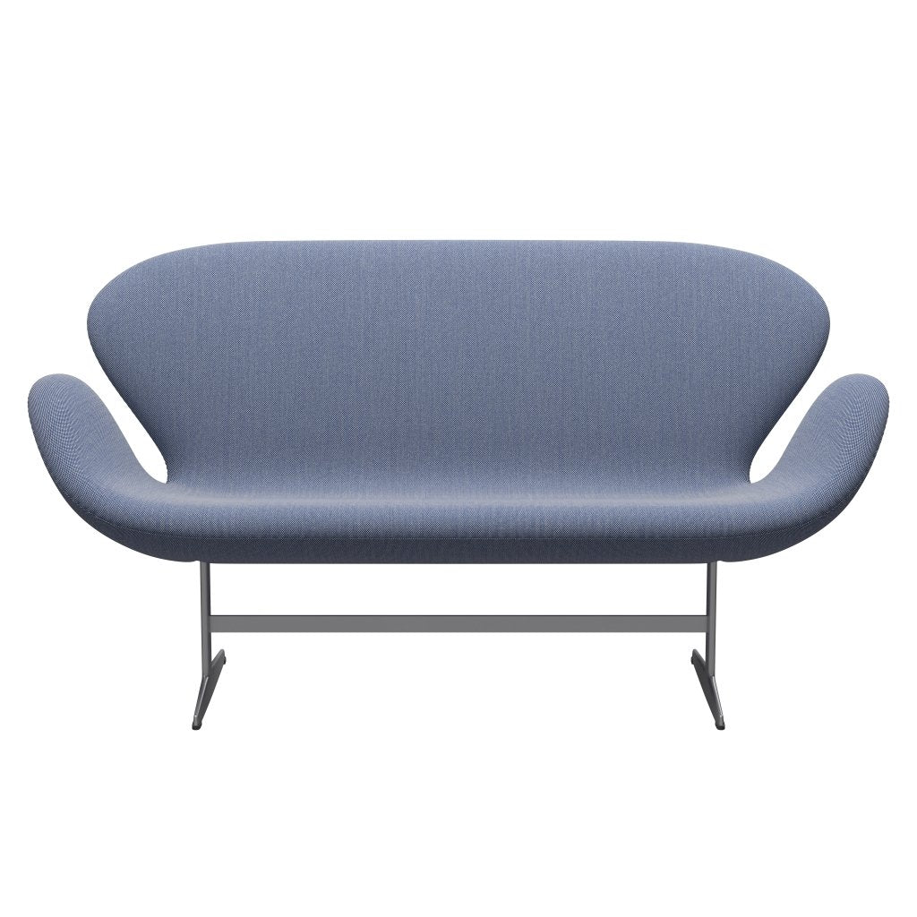 [product_category]-Fritz Hansen Swan Sofa 2 Seater, Silver Grey/Steelcut Trio White/Blue-Fritz Hansen-3321-STR716-SGBASE-FRI-1