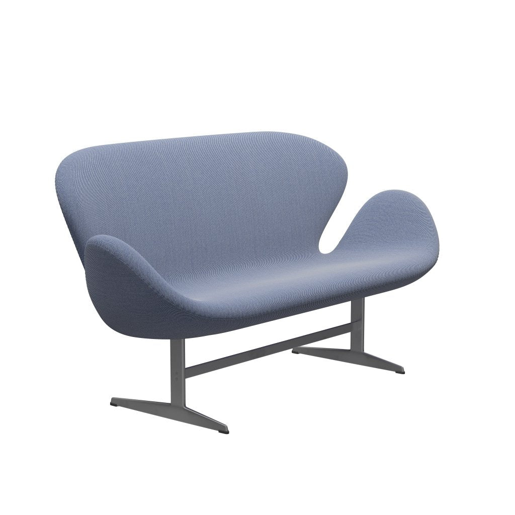 [product_category]-Fritz Hansen Swan Sofa 2 Seater, Silver Grey/Steelcut Trio White/Blue-Fritz Hansen-3321-STR716-SGBASE-FRI-2