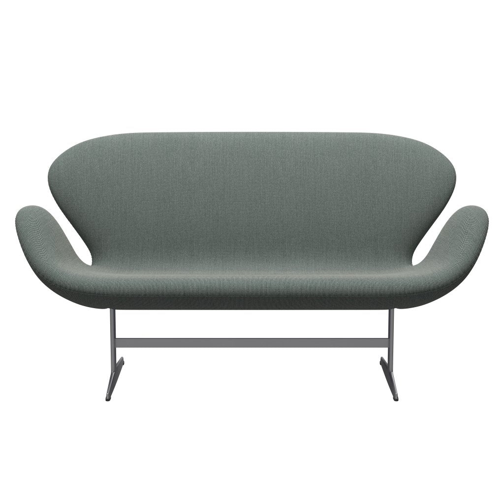 [product_category]-Fritz Hansen Swan Sofa 2 Seater, Silver Grey/Steelcut Trio White/Dark Green-Fritz Hansen-3321-STR916-SGBASE-FRI-1
