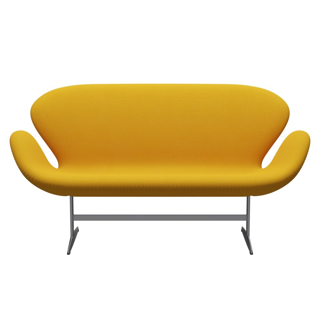 [product_category]-Fritz Hansen Swan Sofa 2 Seater, Silver Grey/Steelcut Trio Yellow-Fritz Hansen-3321-STR446-SGBASE-FRI-1