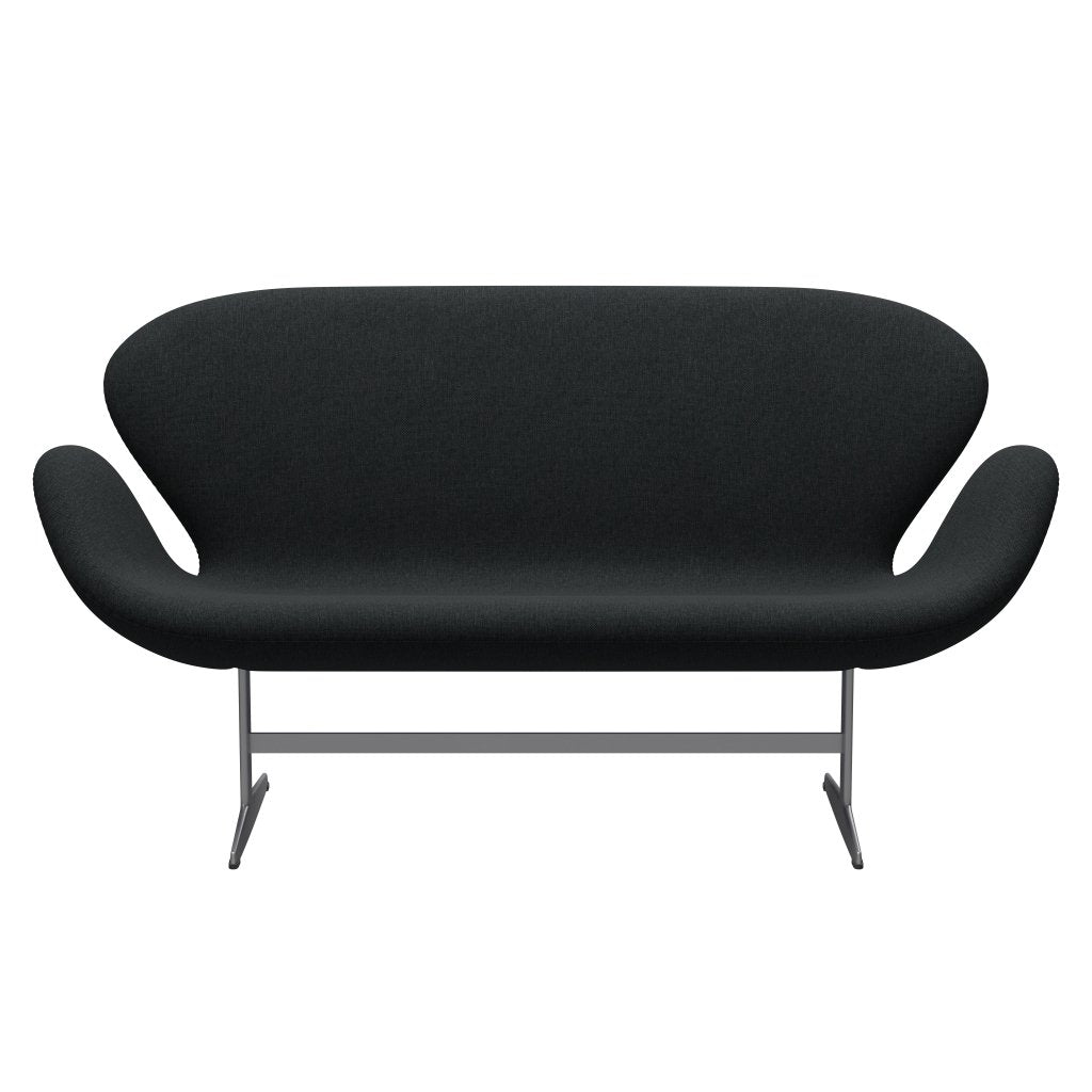 [product_category]-Fritz Hansen Swan Sofa 2 Seater, Silver Grey/Sunniva Black/Dark Grey-Fritz Hansen-3321-SV183-SGBASE-FRI-1