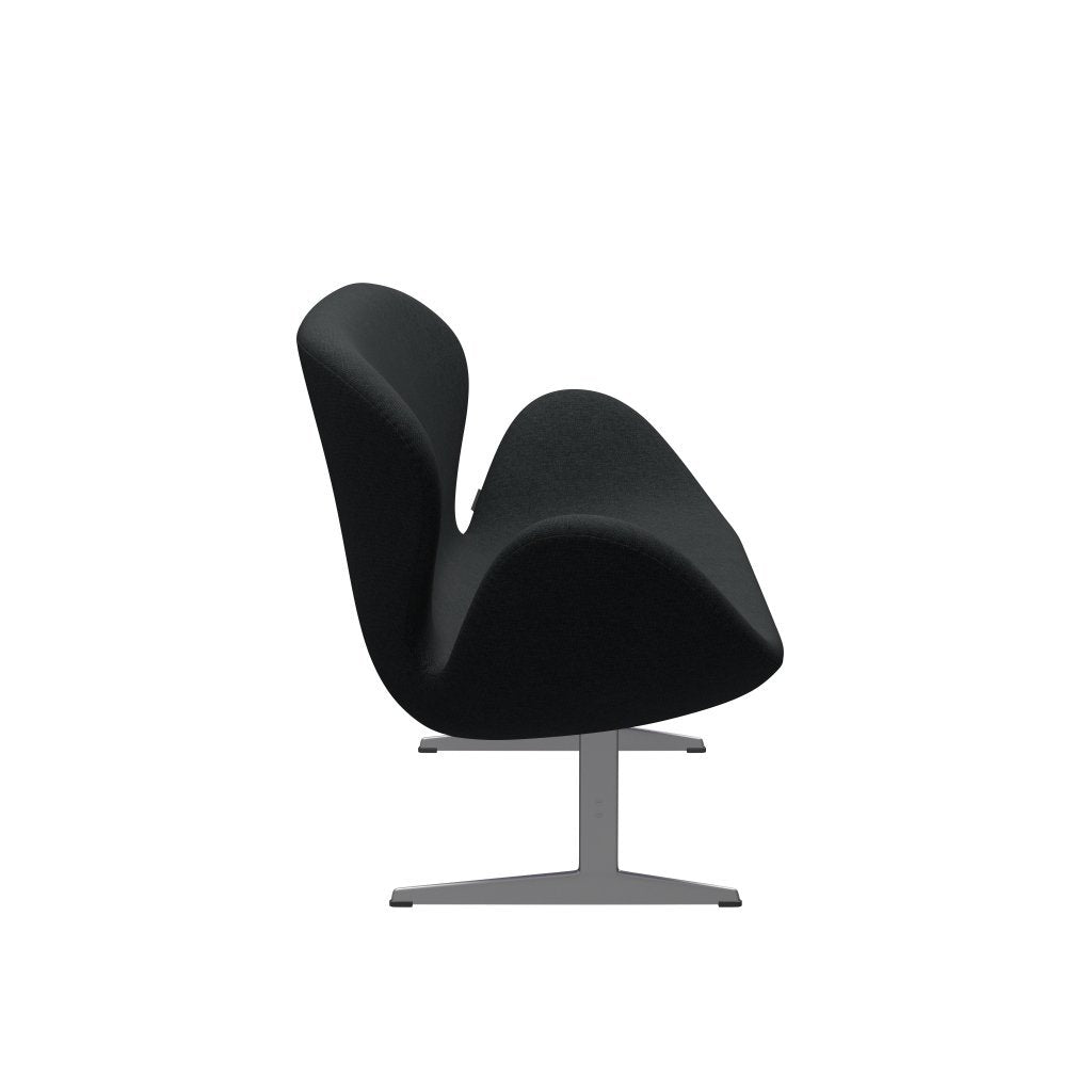 [product_category]-Fritz Hansen Swan Sofa 2 Seater, Silver Grey/Sunniva Black/Dark Grey-Fritz Hansen-3321-SV183-SGBASE-FRI-3