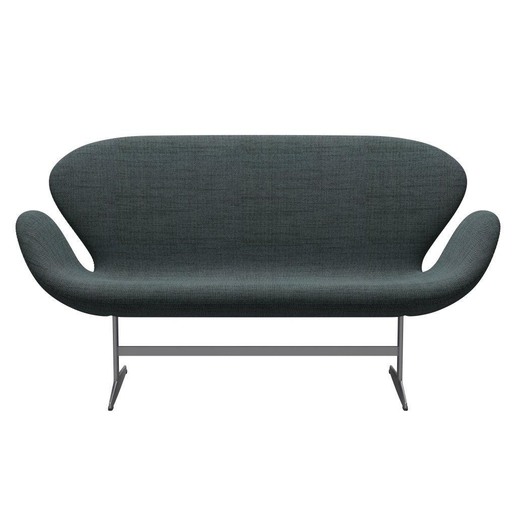 [product_category]-Fritz Hansen Swan Sofa 2 Seater, Silver Grey/Sunniva Black/Light Blue-Fritz Hansen-3321-SV763-SGBASE-FRI-1