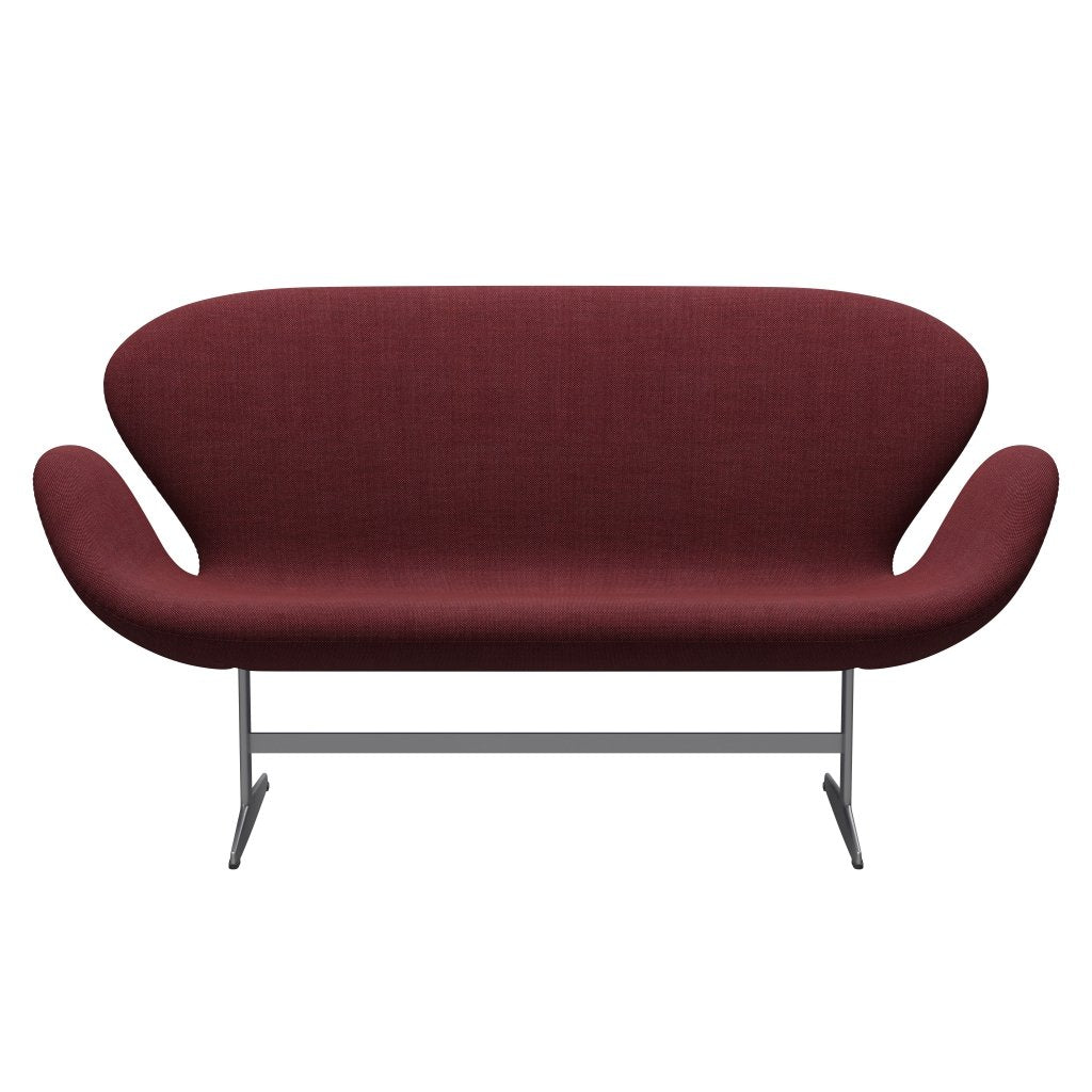 [product_category]-Fritz Hansen Swan Sofa 2 Seater, Silver Grey/Sunniva Burgundy-Fritz Hansen-3321-SV662-SGBASE-FRI-1