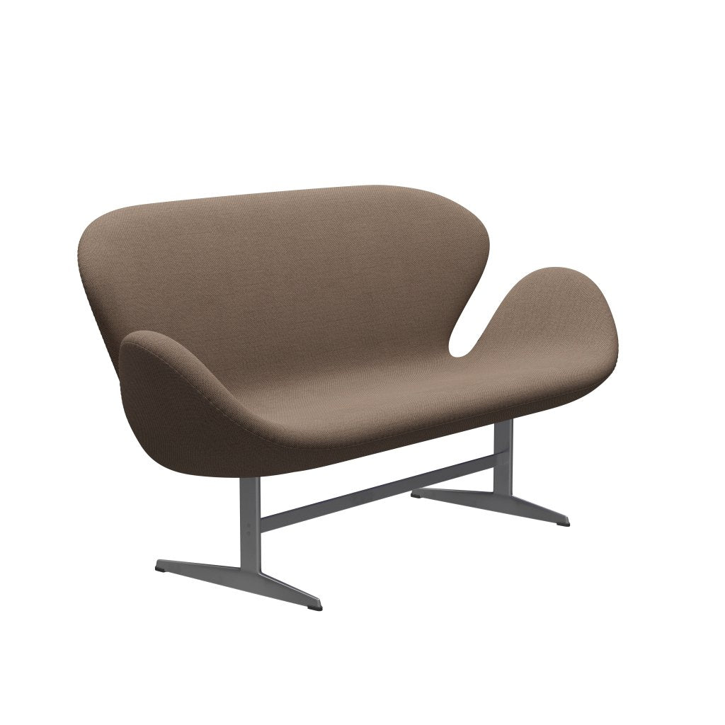 [product_category]-Fritz Hansen Swan Sofa 2 Seater, Silver Grey/Sunniva Chocolate/Tan-Fritz Hansen-3321-SV253-SGBASE-FRI-2