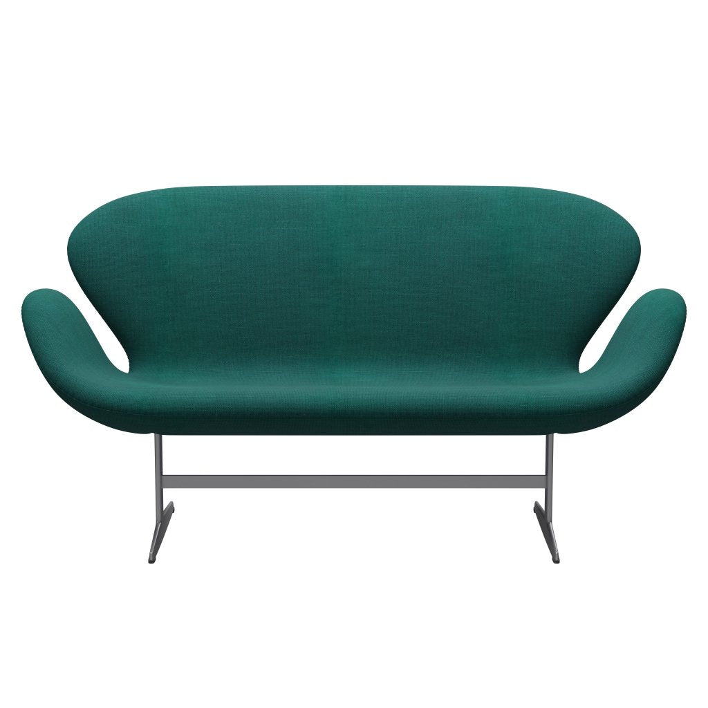 [product_category]-Fritz Hansen Swan Sofa 2 Seater, Silver Grey/Sunniva Green-Fritz Hansen-3321-SV953-SGBASE-FRI-1