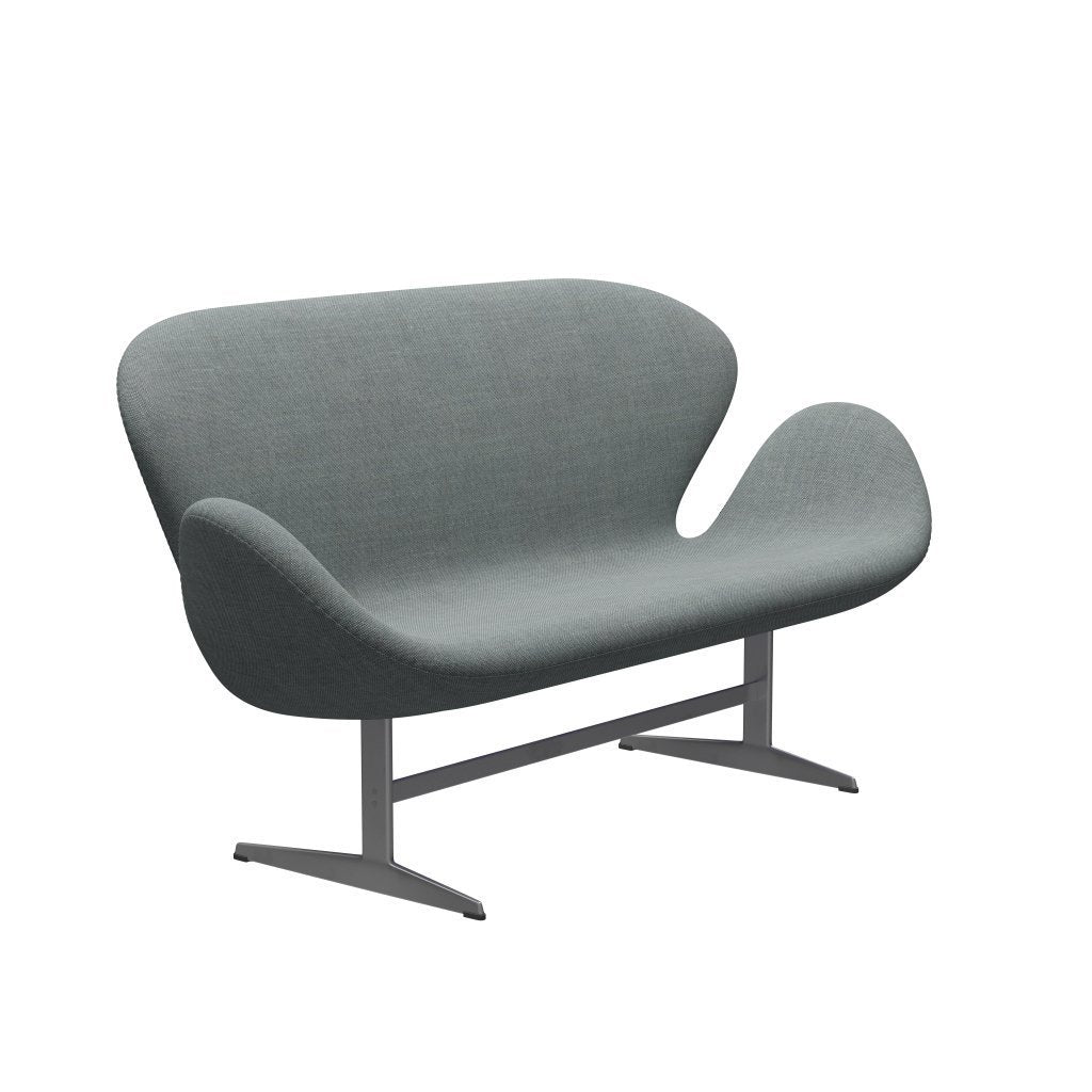 [product_category]-Fritz Hansen Swan Sofa 2 Seater, Silver Grey/Sunniva Grey/Pale Green-Fritz Hansen-3321-SV152-SGBASE-FRI-2