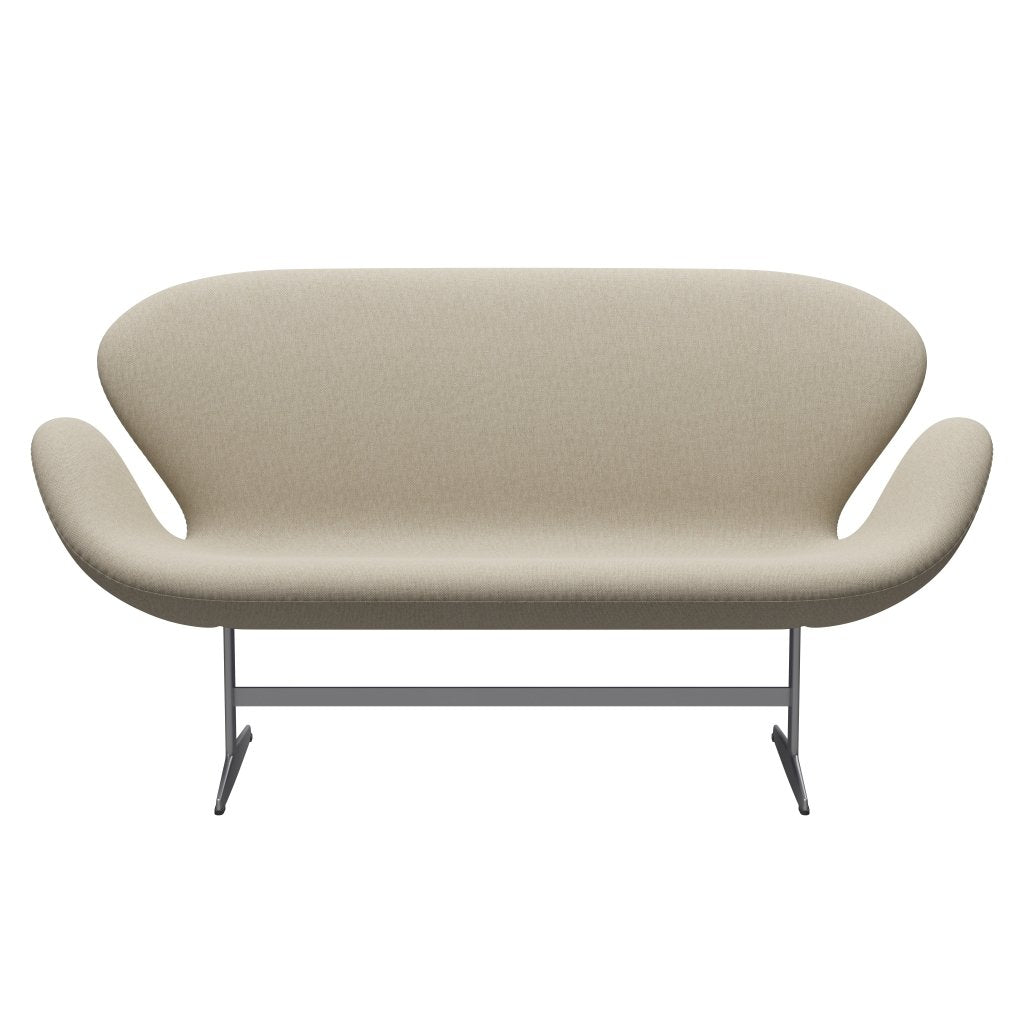 [product_category]-Fritz Hansen Swan Sofa 2 Seater, Silver Grey/Sunniva Light Beige-Fritz Hansen-3321-SV233-SGBASE-FRI-1