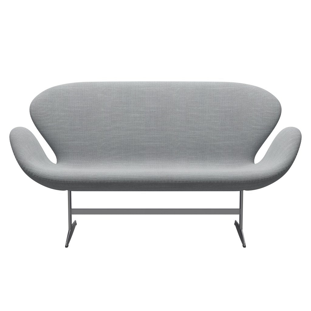 [product_category]-Fritz Hansen Swan Sofa 2 Seater, Silver Grey/Sunniva Light Grey/Light Blue-Fritz Hansen-3321-SV133-SGBASE-FRI-1