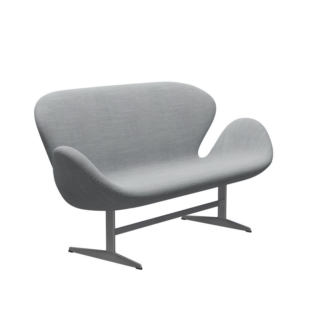 [product_category]-Fritz Hansen Swan Sofa 2 Seater, Silver Grey/Sunniva Light Grey/Light Blue-Fritz Hansen-3321-SV133-SGBASE-FRI-2