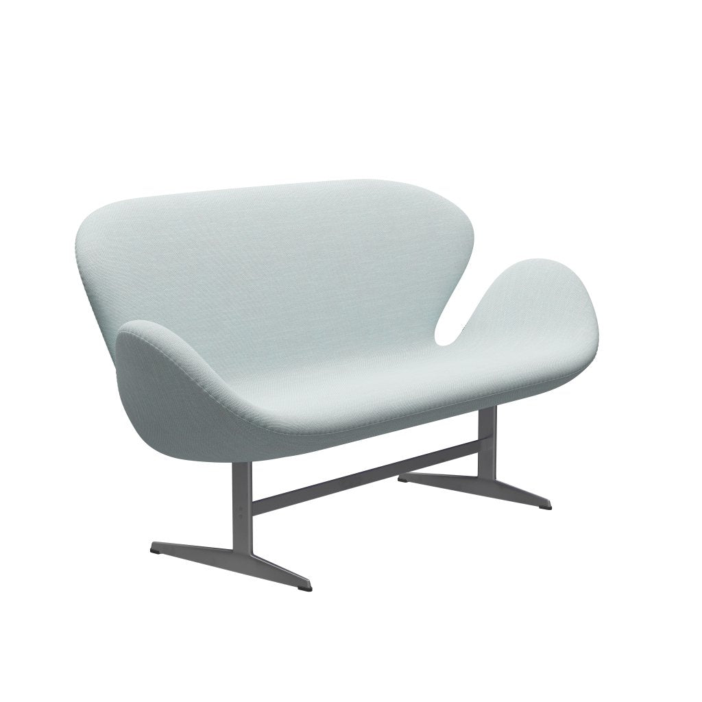 [product_category]-Fritz Hansen Swan Sofa 2 Seater, Silver Grey/Sunniva White/Light Blue-Fritz Hansen-3321-SV723-SGBASE-FRI-2