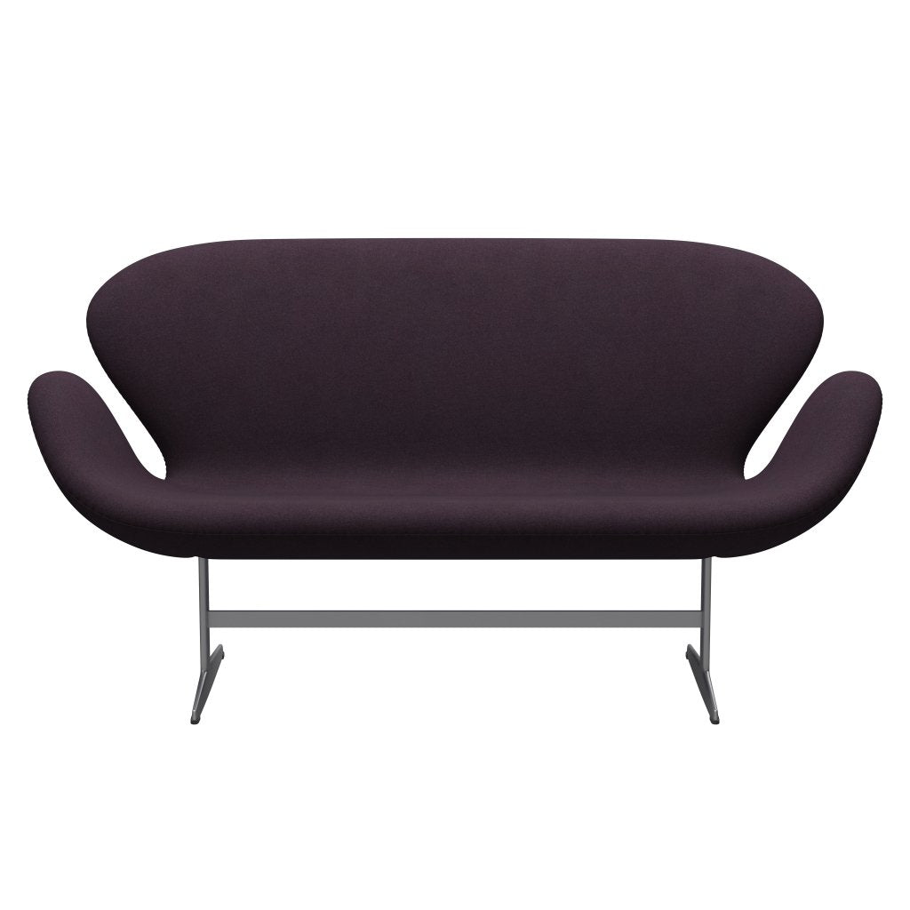 [product_category]-Fritz Hansen Swan Sofa 2 Seater, Silver Grey/Tonus Aubergine-Fritz Hansen-3321-TON684-SGBASE-FRI-1