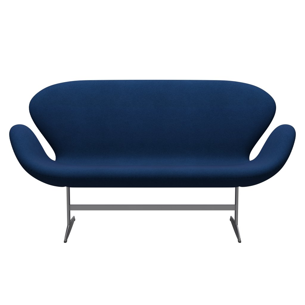 [product_category]-Fritz Hansen Swan Sofa 2 Seater, Silver Grey/Tonus Dark Coral Blue-Fritz Hansen-3321-TON132-SGBASE-FRI-1