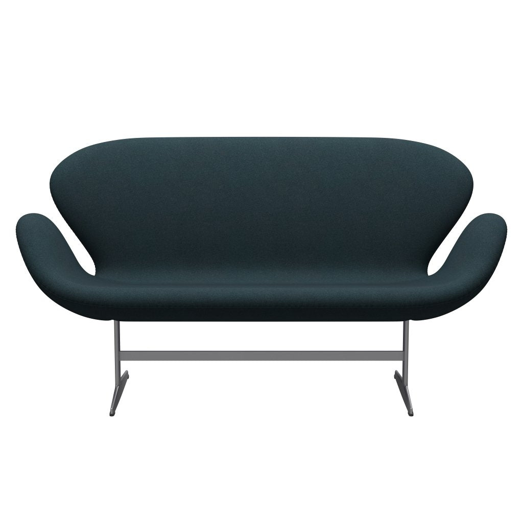 [product_category]-Fritz Hansen Swan Sofa 2 Seater, Silver Grey/Tonus Dark Green-Fritz Hansen-3321-TON619-SGBASE-FRI-1