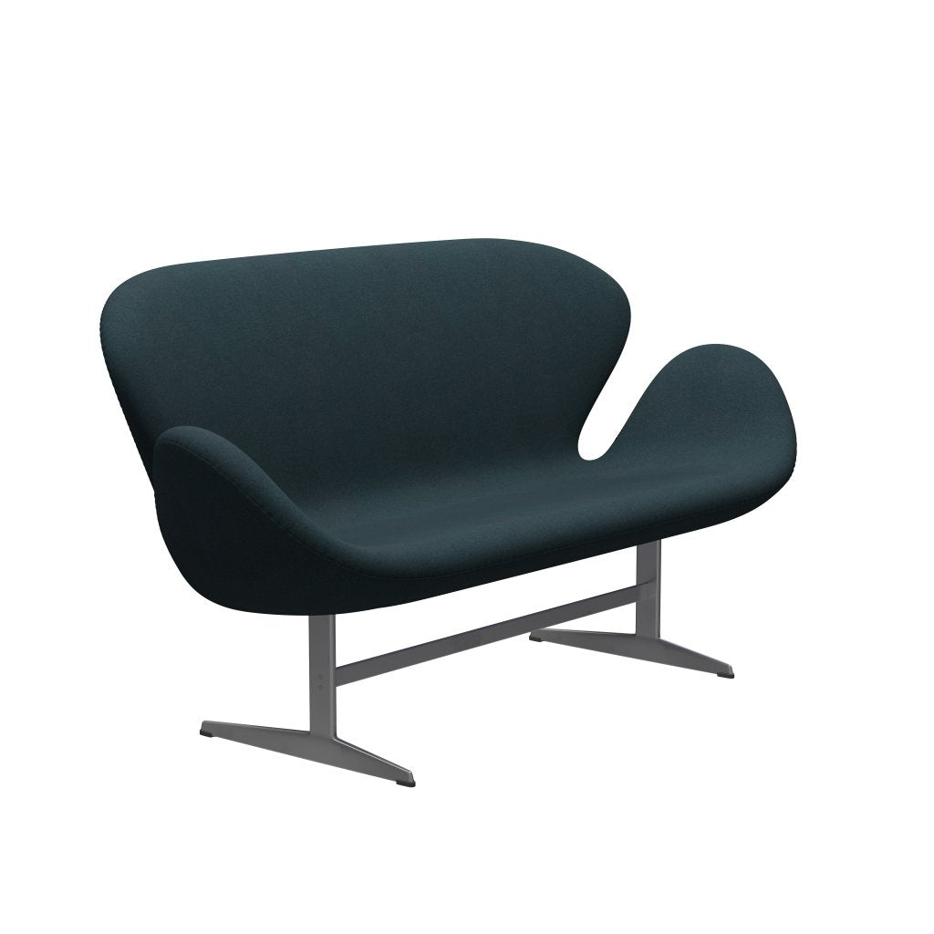 [product_category]-Fritz Hansen Swan Sofa 2 Seater, Silver Grey/Tonus Dark Green-Fritz Hansen-3321-TON619-SGBASE-FRI-2