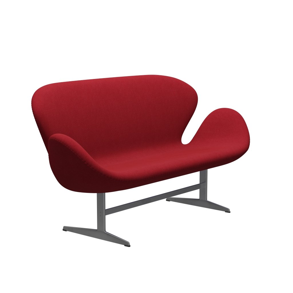 [product_category]-Fritz Hansen Swan Sofa 2 Seater, Silver Grey/Tonus Light Bordeaux-Fritz Hansen-3321-TON609-SGBASE-FRI-2