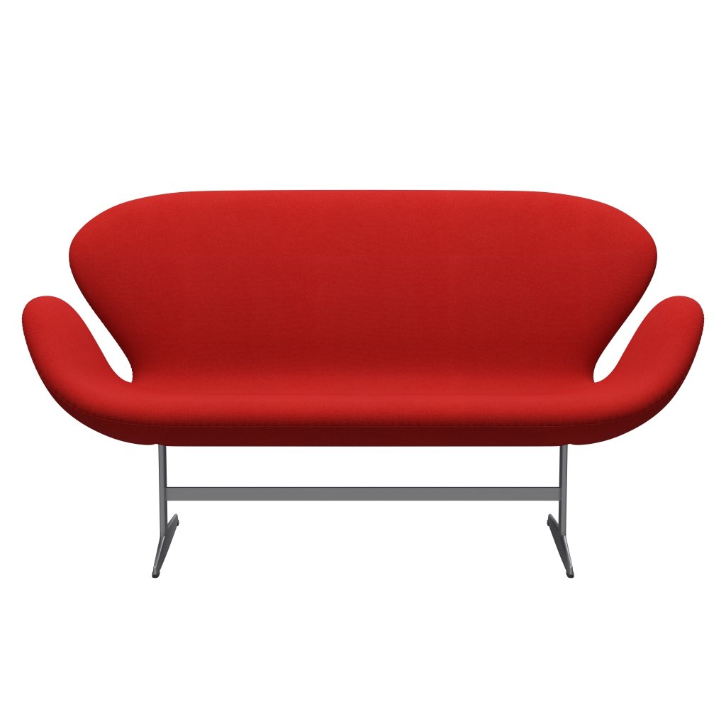 [product_category]-Fritz Hansen Swan Sofa 2 Seater, Silver Grey/Tonus Orange/Red-Fritz Hansen-3321-TON608-SGBASE-FRI-1