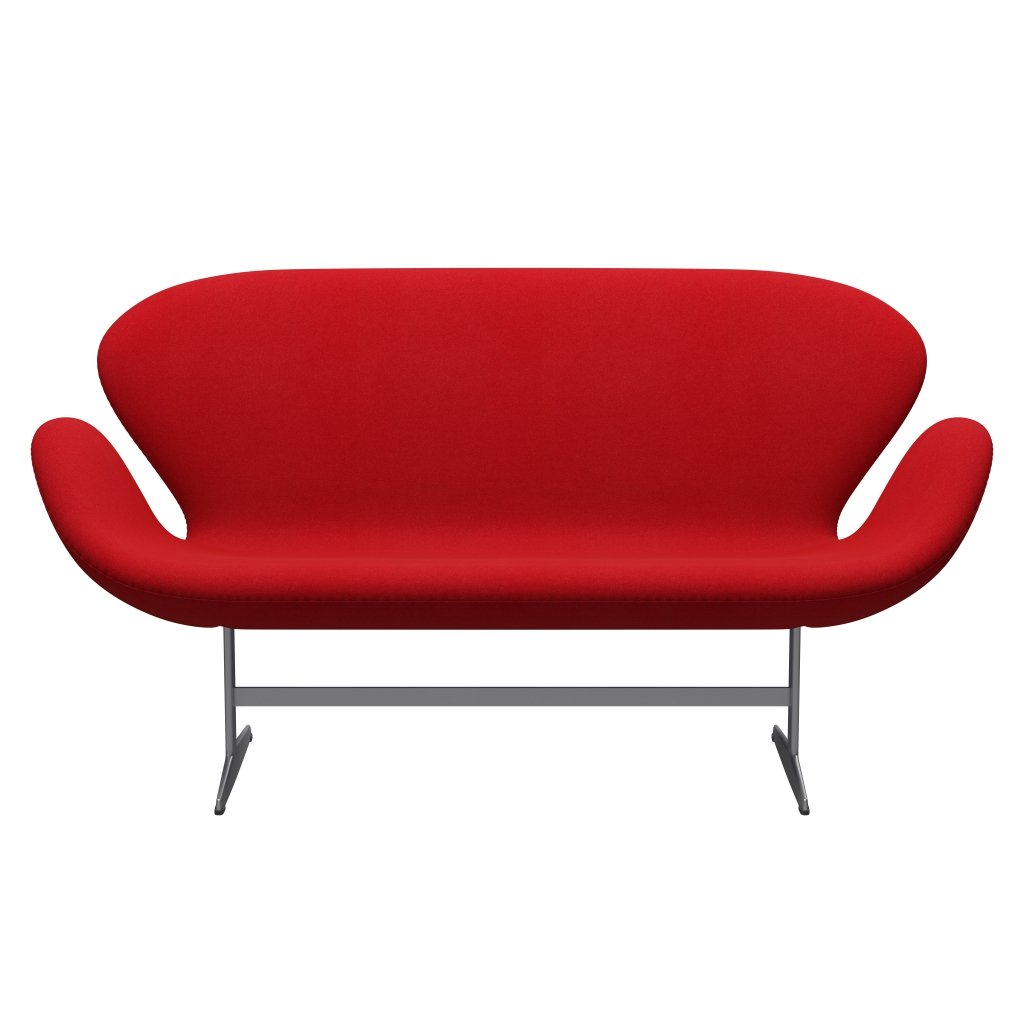 [product_category]-Fritz Hansen Swan Sofa 2 Seater, Silver Grey/Tonus Red-Fritz Hansen-3321-TON130-SGBASE-FRI-1