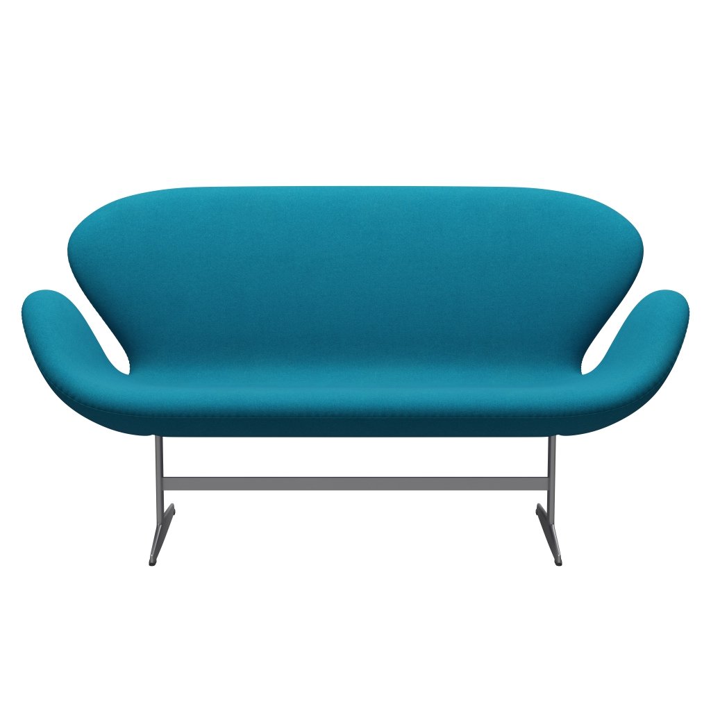 [product_category]-Fritz Hansen Swan Sofa 2 Seater, Silver Grey/Tonus Turquoise-Fritz Hansen-3321-TON854-SGBASE-FRI-1