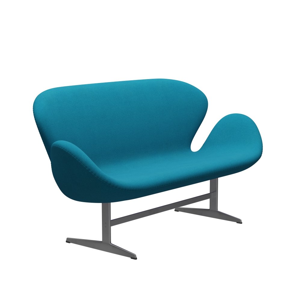 [product_category]-Fritz Hansen Swan Sofa 2 Seater, Silver Grey/Tonus Turquoise-Fritz Hansen-3321-TON854-SGBASE-FRI-2