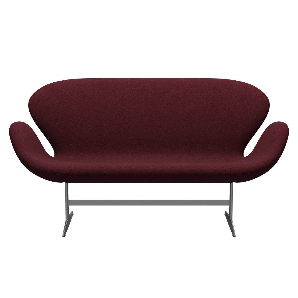 [product_category]-Fritz Hansen Swan Sofa 2 Seater, Silver Grey/Tonus Wine Red-Fritz Hansen-3321-TON610-SGBASE-FRI-1