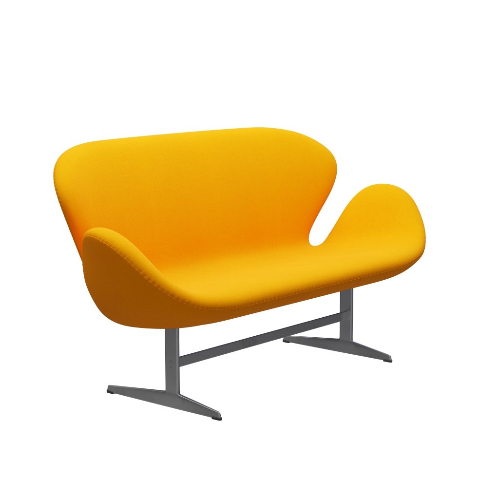[product_category]-Fritz Hansen Swan Sofa 2 Seater, Silver Grey/Tonus Yellow Orange-Fritz Hansen-3321-TON424-SGBASE-FRI-2