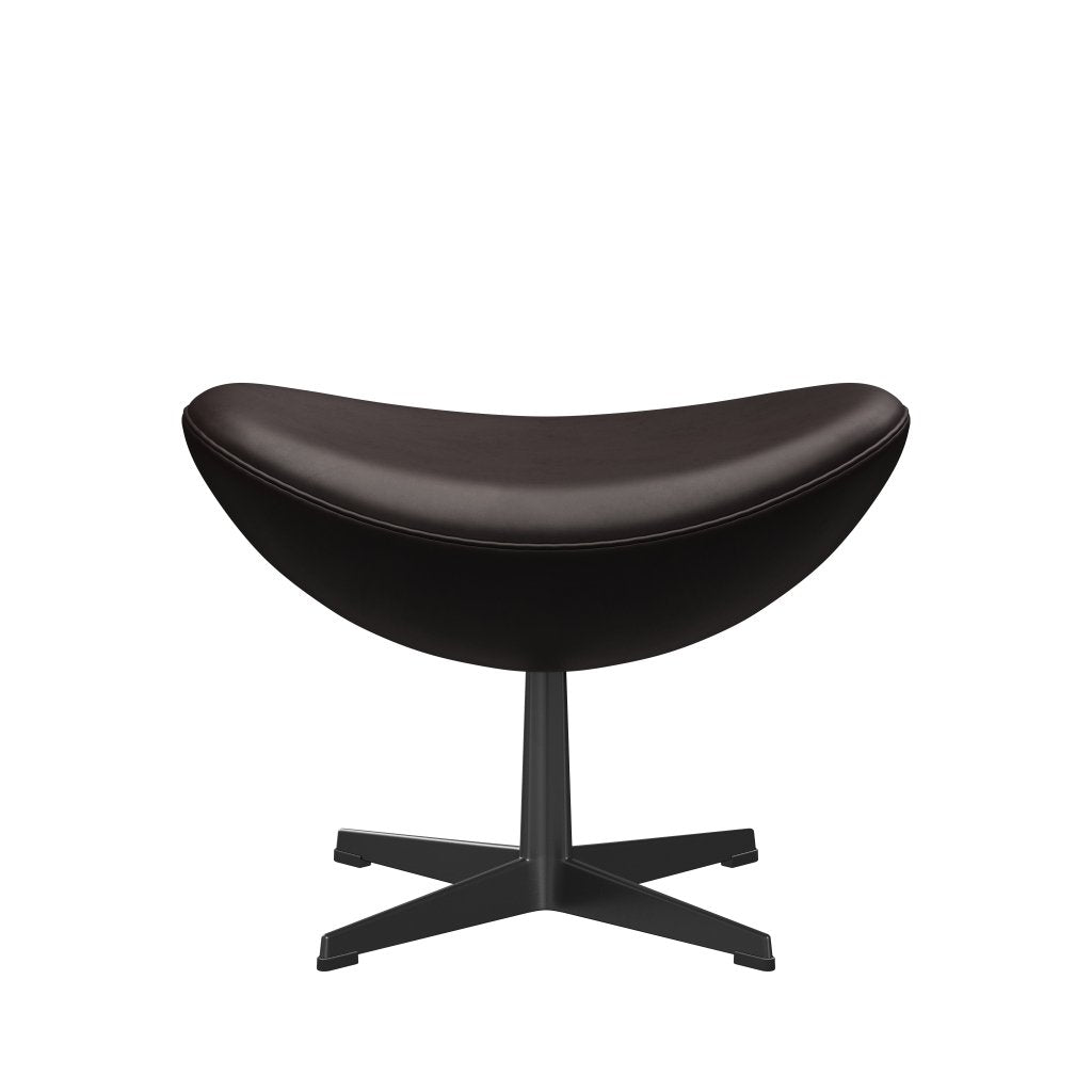 [product_category]-Fritz Hansen The Egg Foot Stool, Black Lacquer/Grace Dark Brown-Fritz Hansen-3127-ELDBR-BLLA-FRI-1