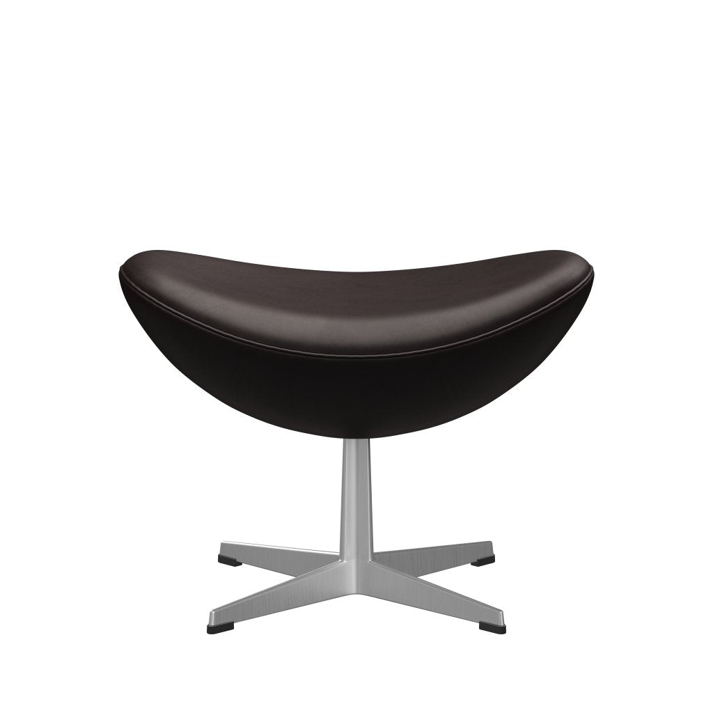 [product_category]-Fritz Hansen The Egg Foot Stool, Satin Polished Aluminum/Grace Dark Brown-Fritz Hansen-3127-ELDBR-SPAL-FRI-1