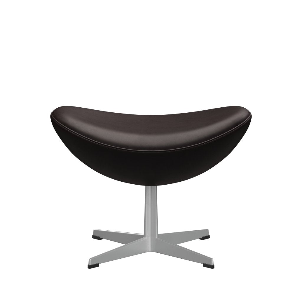[product_category]-Fritz Hansen The Egg Foot Stool, Silver Gray/Grace Dark Brown-Fritz Hansen-3127-ELDBR-SGBASE-FRI-1