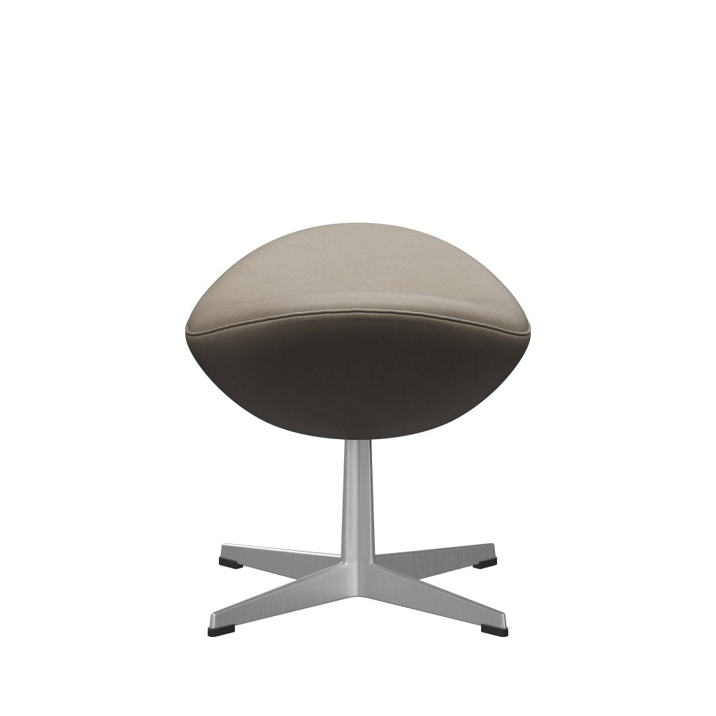 [product_category]-Fritz Hansen The Egg Footstool Leather, Satin Brushed Aluminium/Essential Light Grey-Fritz Hansen-3127-STLIGR-SPAL-FRI-3