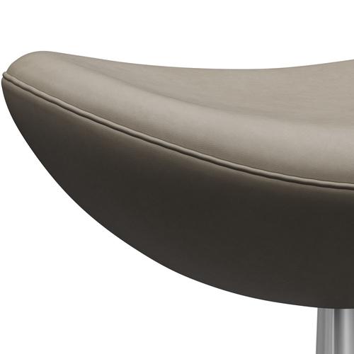 [product_category]-Fritz Hansen The Egg Footstool Leather, Satin Brushed Aluminium/Essential Light Grey-Fritz Hansen-3127-STLIGR-SPAL-FRI-4