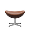 Fritz Hansen The Egg Foolool Leather, satén kartáčovaný hliník/Esenciální ořech