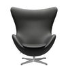 Fritz Hansen The Egg™ Lounge Chair Leather, Satin Brushed Aluminium/Essential Black