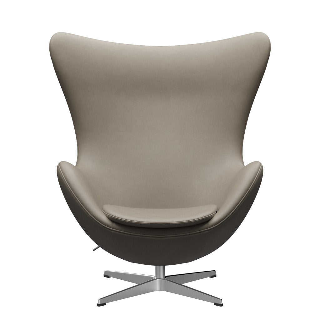 [product_category]-Fritz Hansen The Egg Lounge Chair Leather, Satin Brushed Aluminium/Essential Light Grey-Fritz Hansen-3316-STLIGR-SPAL-FRI-1