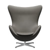 Fritz Hansen The Egg™ Lounge Chair Leather, Satin Brushed Aluminum/Essential Lava