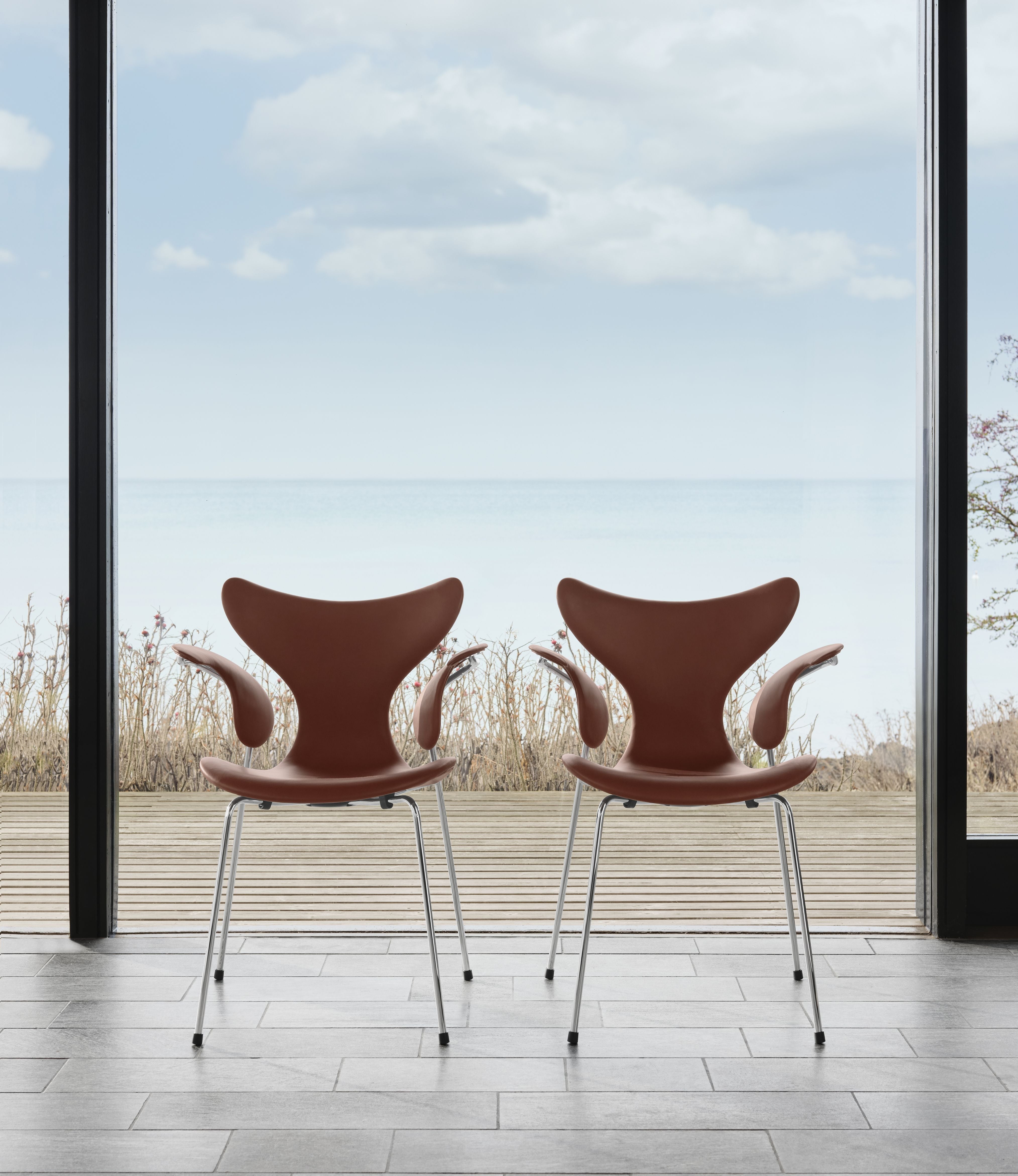 [product_category]-Fritz Hansen The Lily Armchair, Fully Upholstered With Grace Chestnut Leather Anniversary Collection-Fritz Hansen-3208-Anniversary-Grace-Chestnut-FRI-2