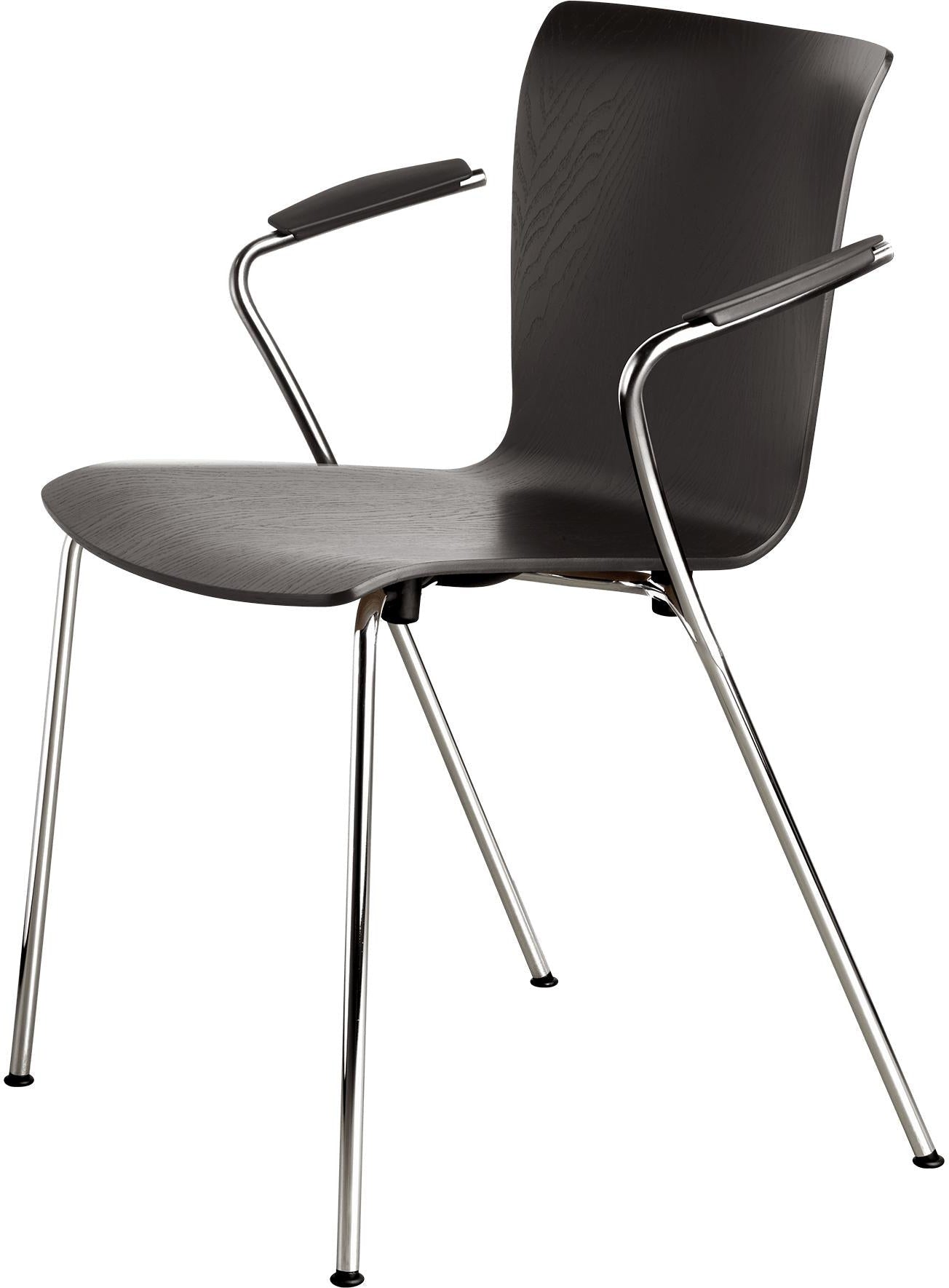 [product_category]-Fritz Hansen Vico Duo Vm111 Chair With Armrest Chrome Legs, Black Ash-Fritz Hansen-VM111-chrome-black-FRI-1