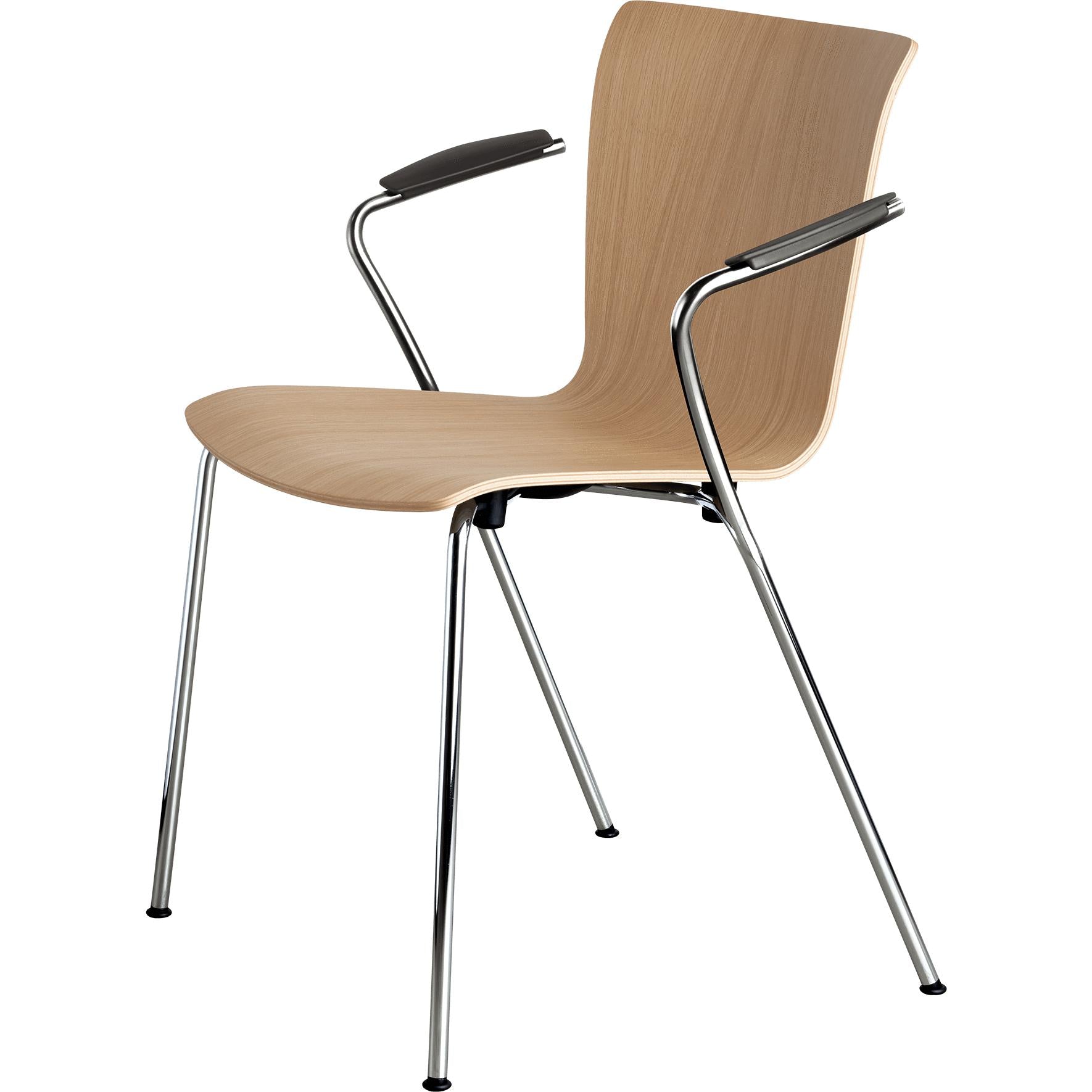 [product_category]-Fritz Hansen Vico Duo Vm111 Chair With Armrest Chrome Legs, Oak-Fritz Hansen-VM111-chrome-oak-FRI-1