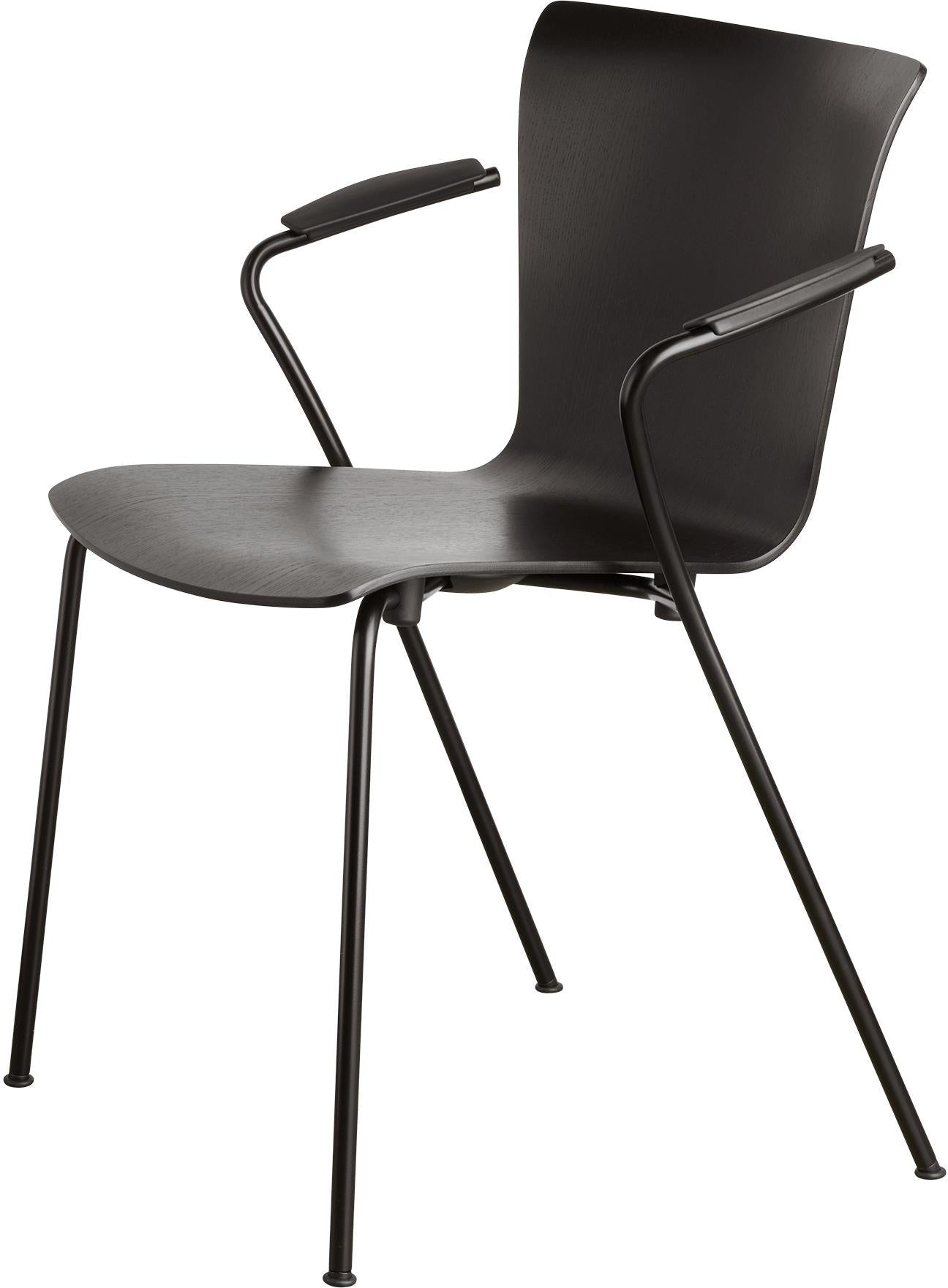 [product_category]-Fritz Hansen Vico Duo Vm111 Chair With Armrest Powder Coated Frame, Black Ash-Fritz Hansen-VM111-blacksteel-black-FRI-1