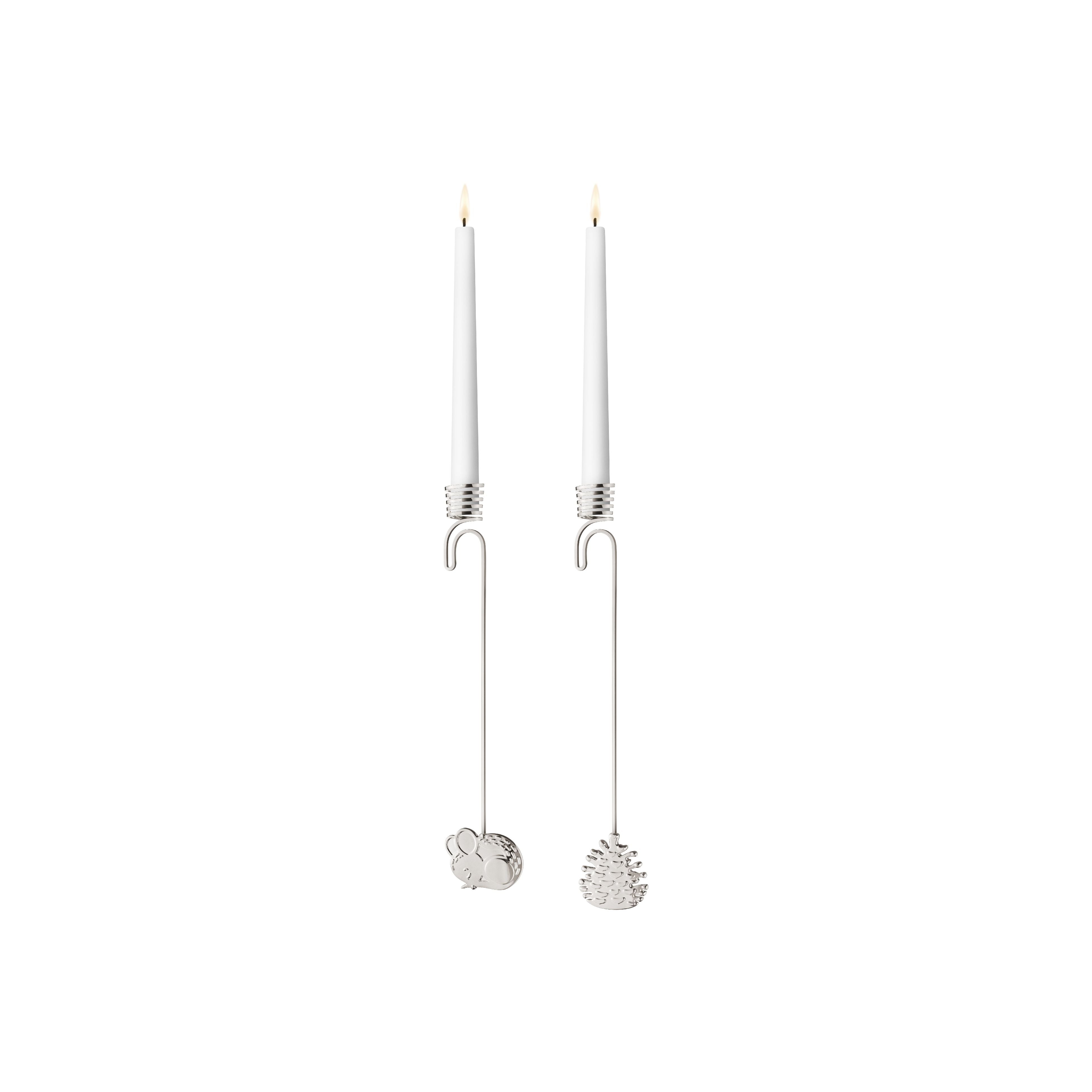 [product_category]-Georg Jensen 2023 Christmas Candleholder Set Mouse & Pine Cone, Palladium Plated-Georg Jensen-5713275236610-10020175-GEO-1