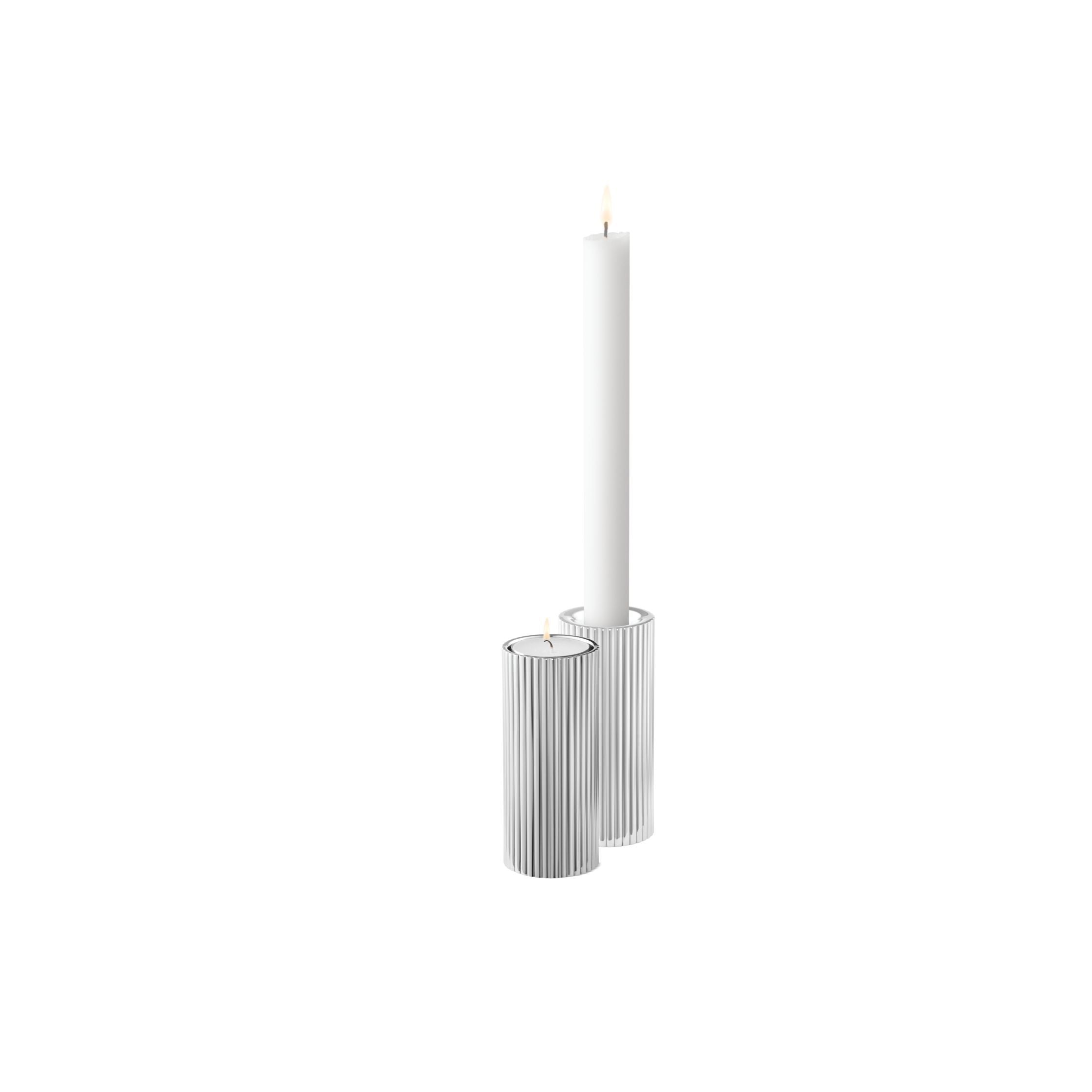 [product_category]-Georg Jensen Bernadotte Tealight & Candle Holder Stainless Steel, Medium-Georg Jensen-5713275209423-10019288-GEO-4