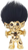 Goodlucktroll messing/ zwart haar, 12 cm