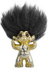 Goodlucktroll messing/ zwart haar, 9 cm