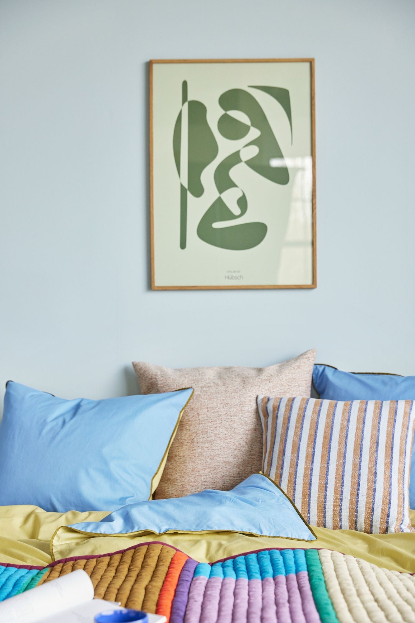 [product_category]-Hübsch Aki Bed Linen 80/220 Blue/Yellow-Hübsch-5712772114889-061408-HUB-3