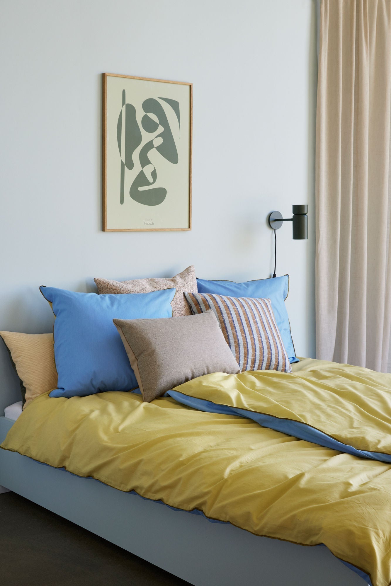 [product_category]-Hübsch Aki Bed Linen 80/220 Blue/Yellow-Hübsch-5712772114889-061408-HUB-6