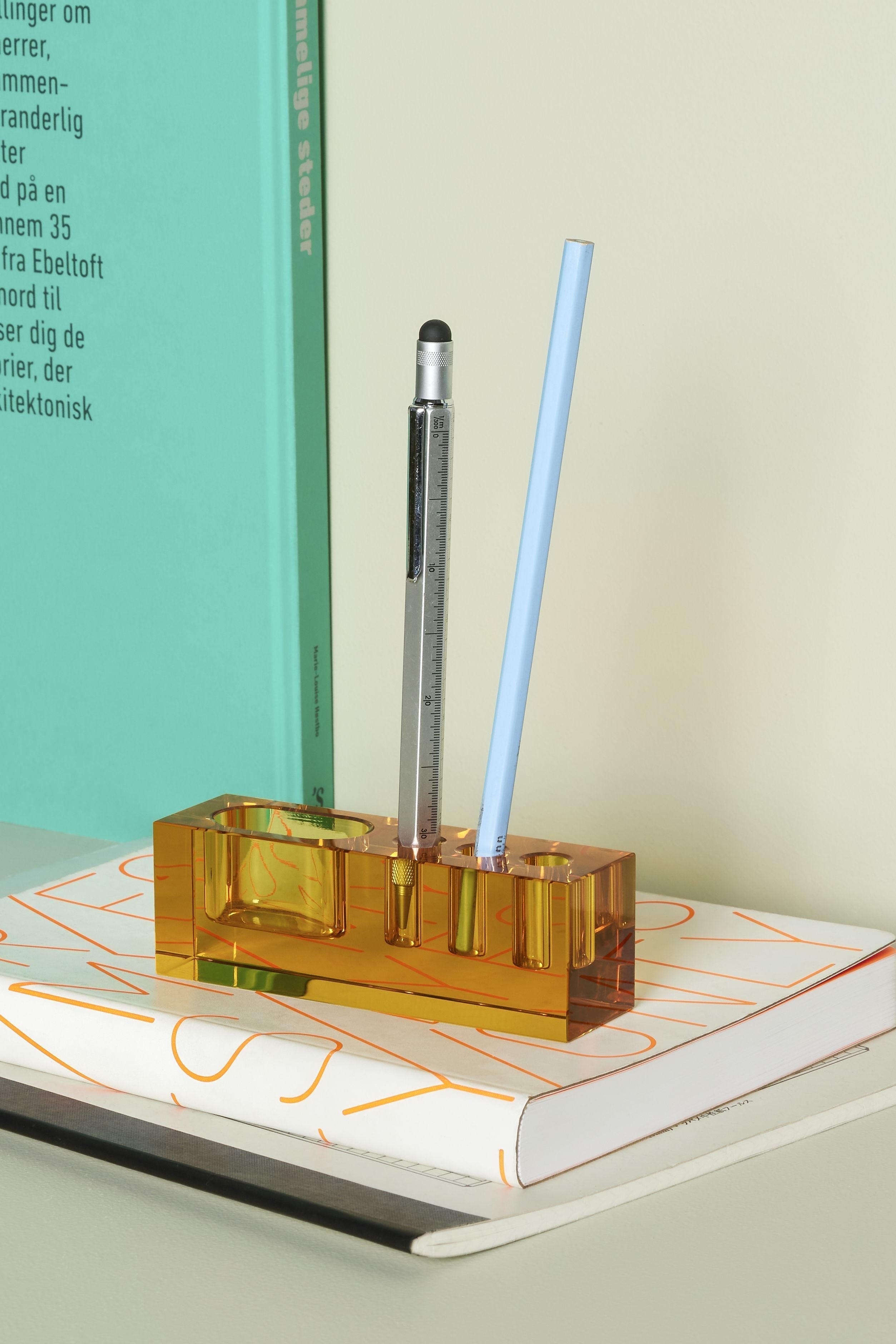 Hübsch Blok Desk Organizér Crystal Amber