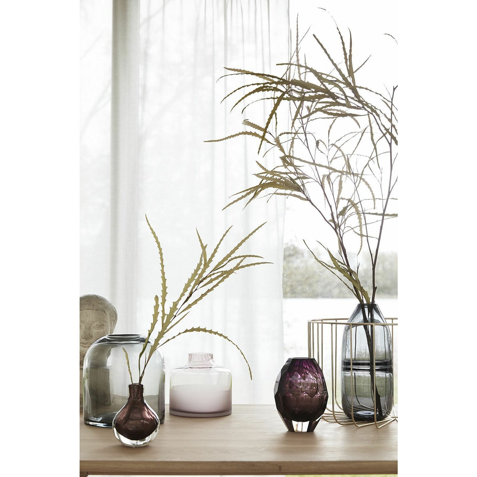 Hübsch Dome Vase Glass Smoky šedá sada 2