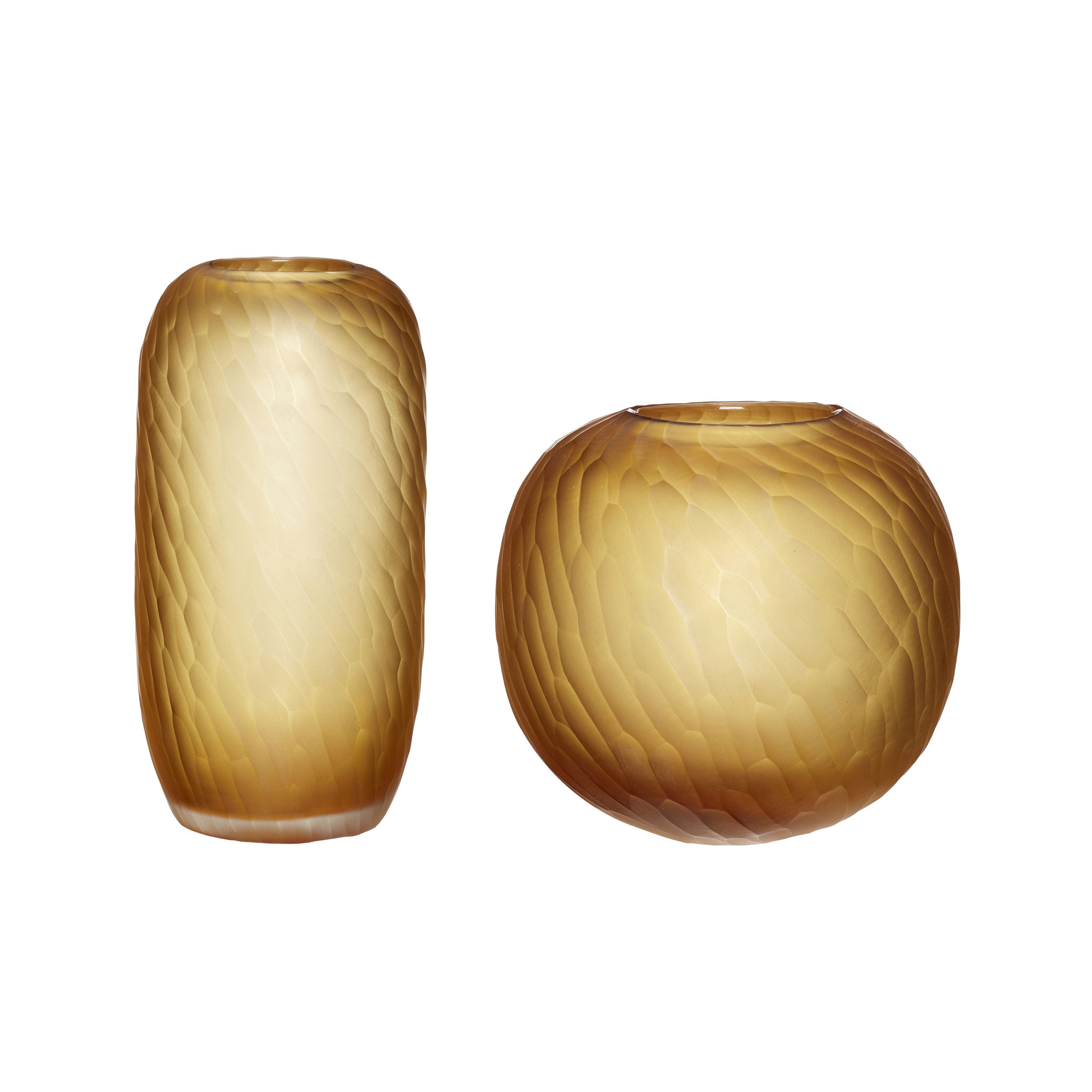 [product_category]-Hübsch Molecule Vase Glass Amber S/2-Hübsch-5712772101148-281201-HUB-1